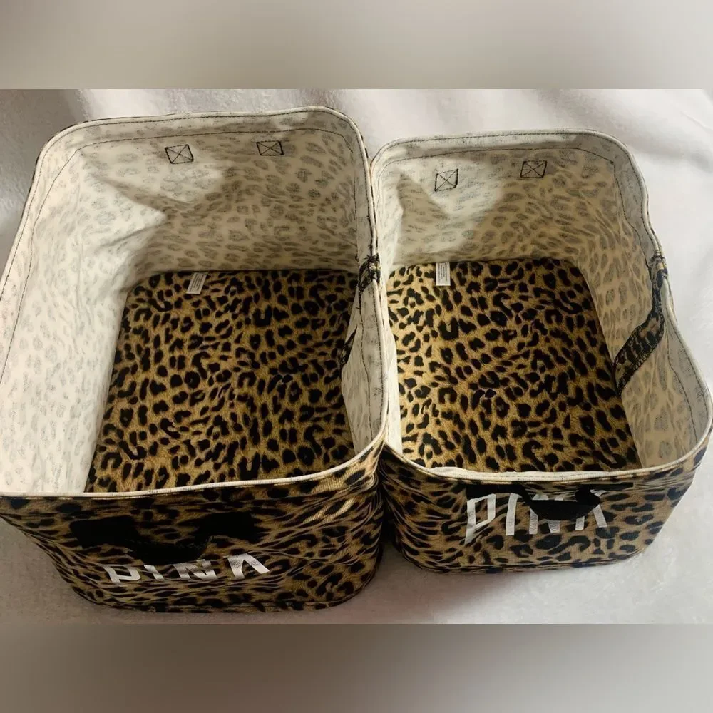 PINK VS CHEETAH STORAGE BINS SETS OF 2